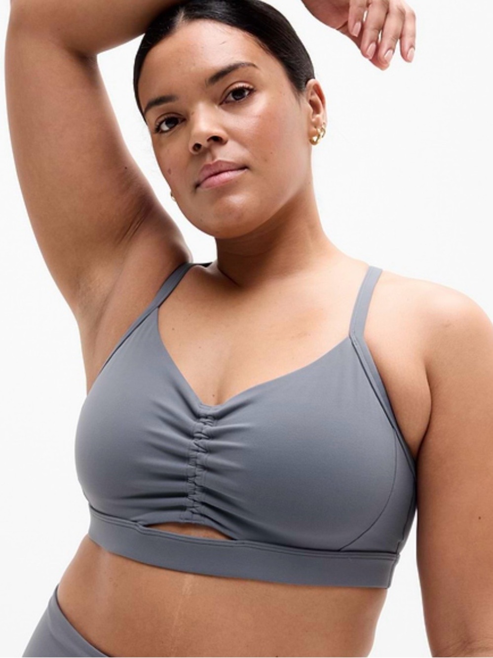 Athleta Everyday Ruched Front Bralette - Gray D-DD size NWT